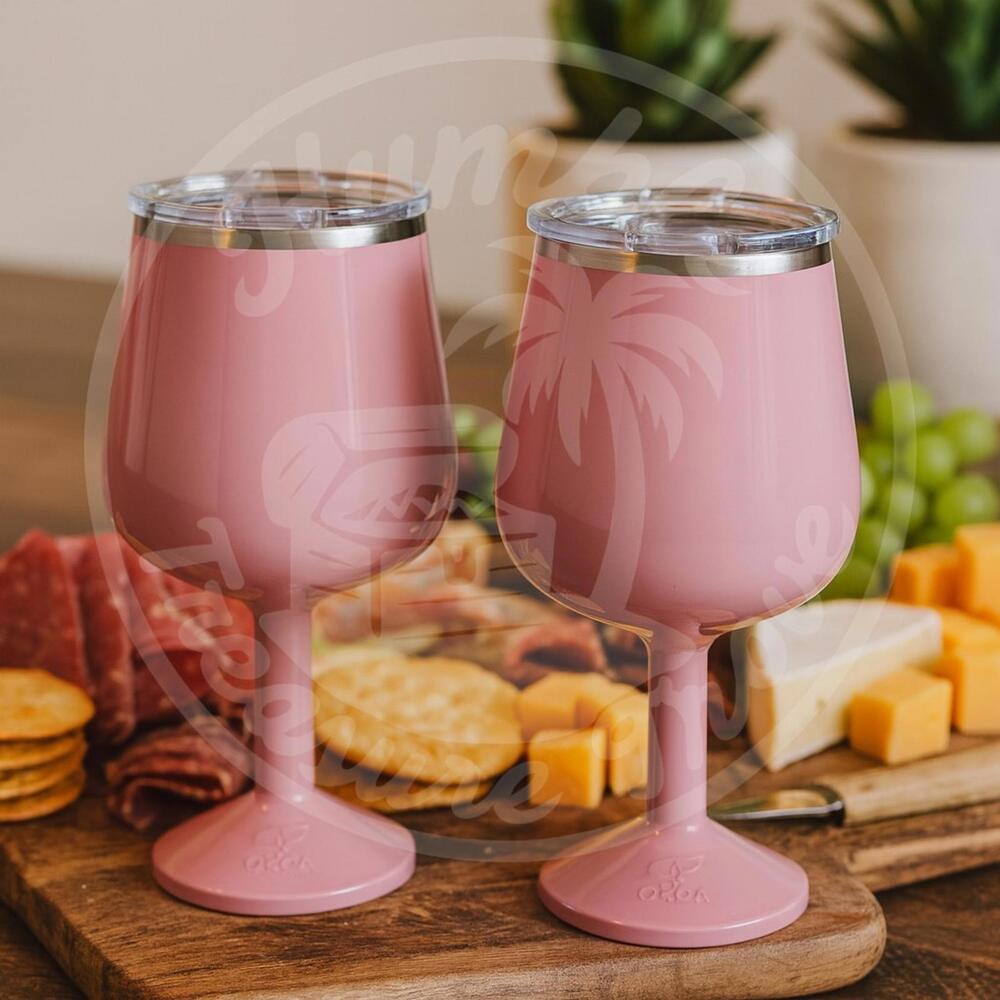 ORCA Vino Dusty Rose‎ 2 Pack 15oz Insulated Stainless Steel Wine Cup w/ Lid